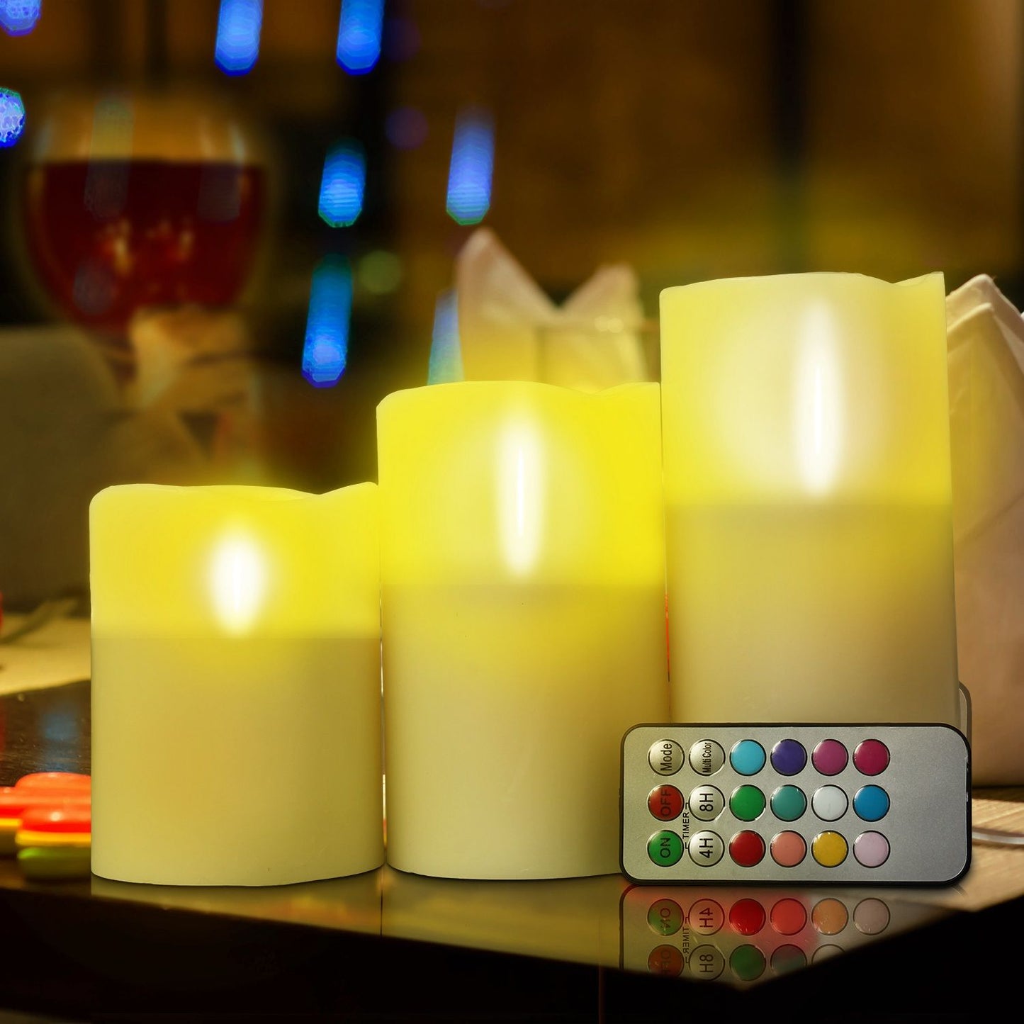 3Pcs Flameless Votive Candles - Wireless Battery Operated LED Flickering w/ Remote Control Timer Doba