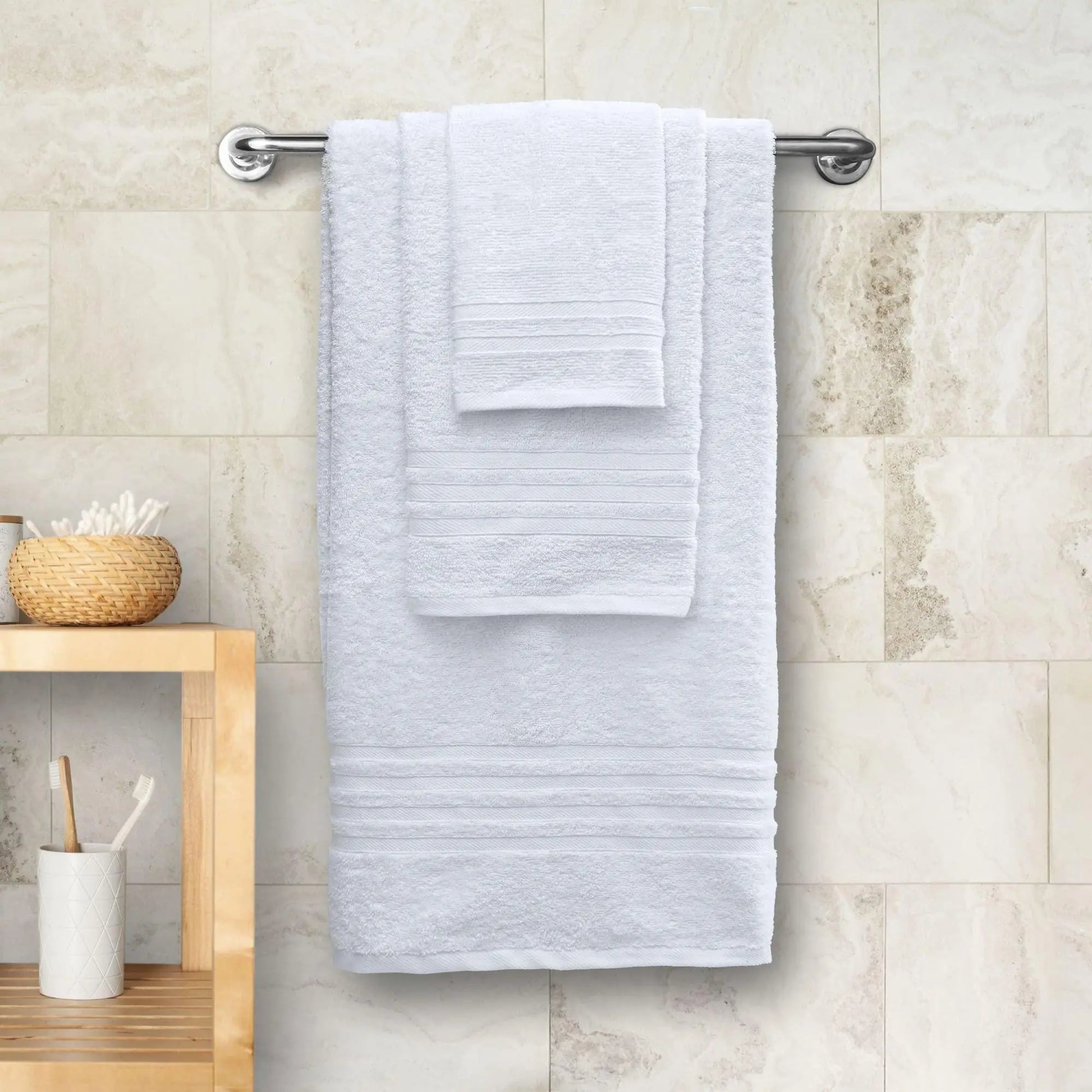 12 Piece Bath Towel Set for Bathroom 2 Bath Towels 4 Hand Towels 6 Washcloths 100% Cotton Soft and Plush Highly Absorbent Soft Towel for Hotel & Spa White Wealuxe