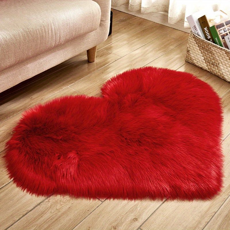 1pc Heart Shaped Area Rug, Plush Faux-Fur Carpet For Living Room & Bedroom, Home Decor Valentine's Day Decor 19.6in*23.6in/50cm*60cm - Gee-Commerce, LLC