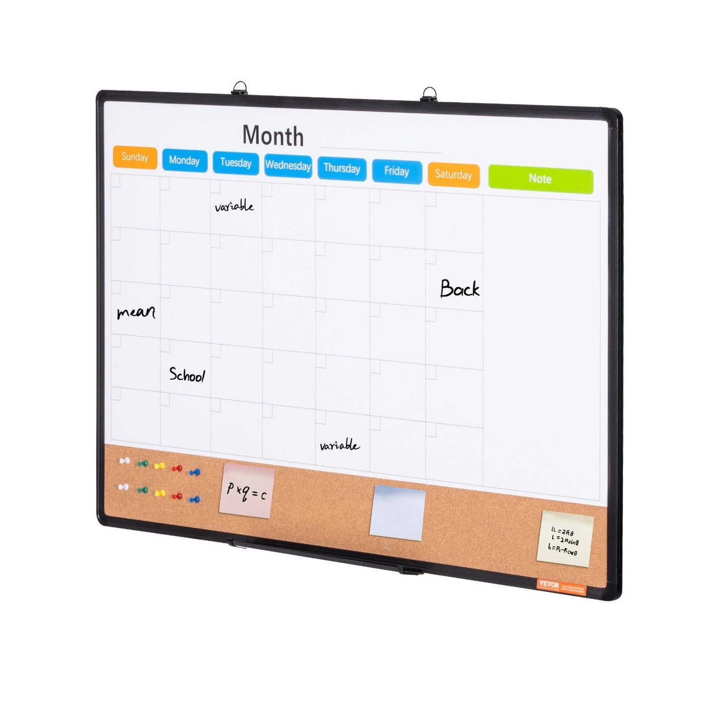 VEVOR 36"x 24" Monthly Calendar Whiteboard & Cork Board Combo with Aluminum Frame Doba