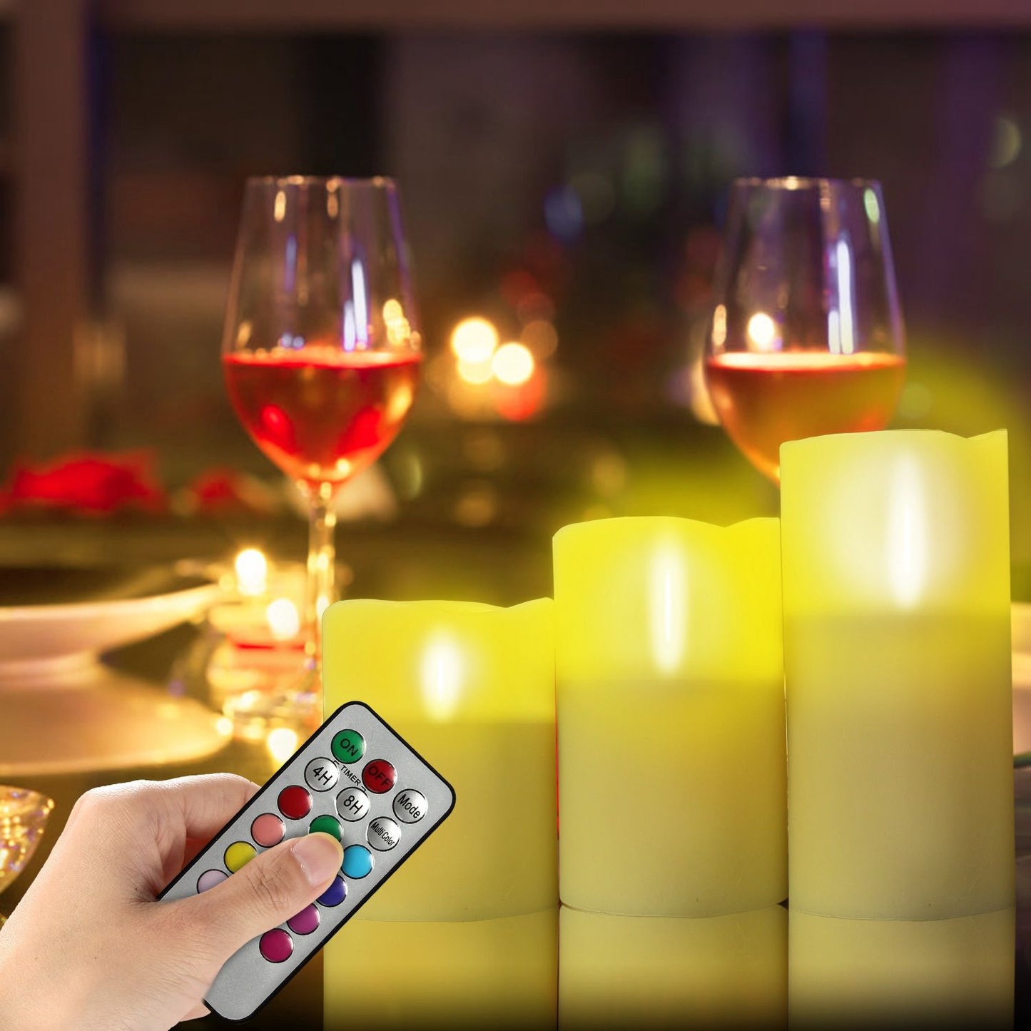 3Pcs Flameless Votive Candles - Wireless Battery Operated LED Flickering w/ Remote Control Timer Doba