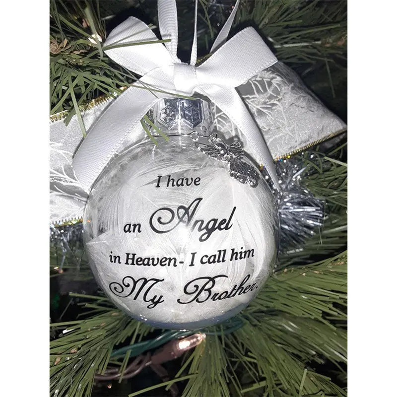 In Heaven Relatives Name Ornament, Keepsake Feather Plastic Ball Christmas Tree Charm Hanging Doba