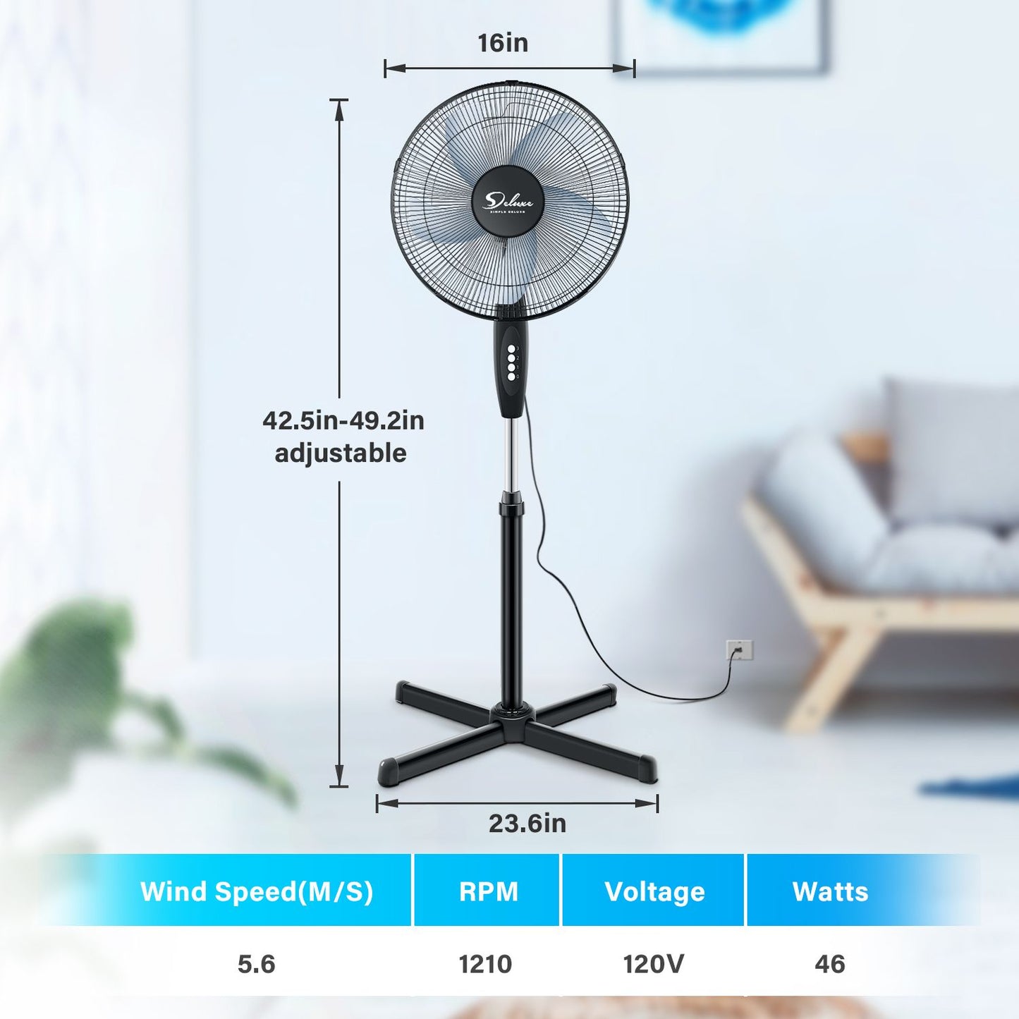 2-Pack Oscillating 16″ 3 Adjustable Speed Pedestal Stand Fan for Indoor, Bedroom, Living Room, Home Office & College Dorm Use, 16 Inch, BlackOffice & College Dorm Use, 16 Inch, Black