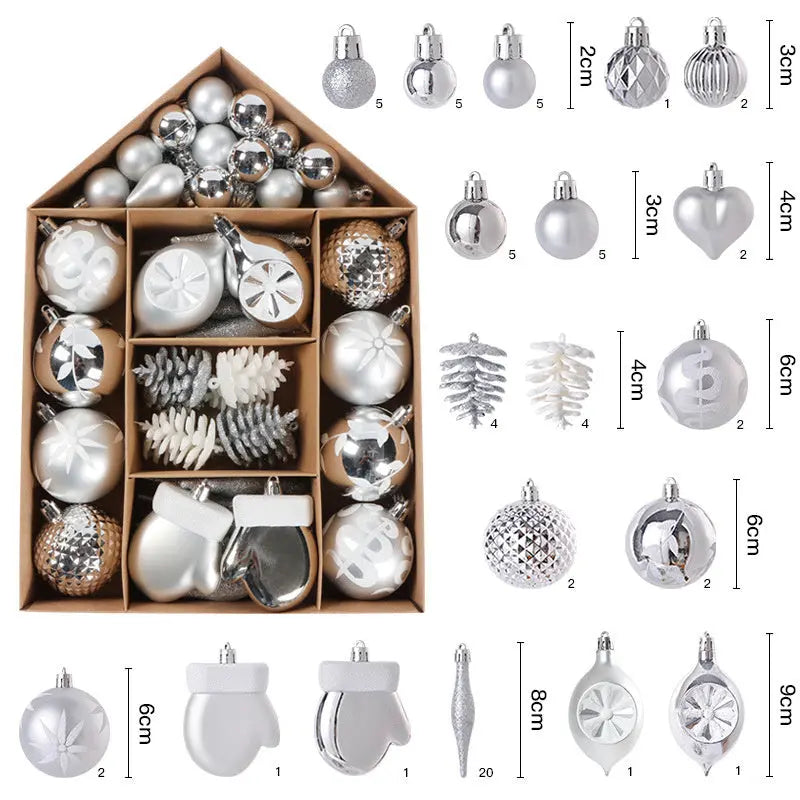 70-Pack Shatterproof Christmas Tree Ornament Set with Hanging Rope YAOQIANSHU