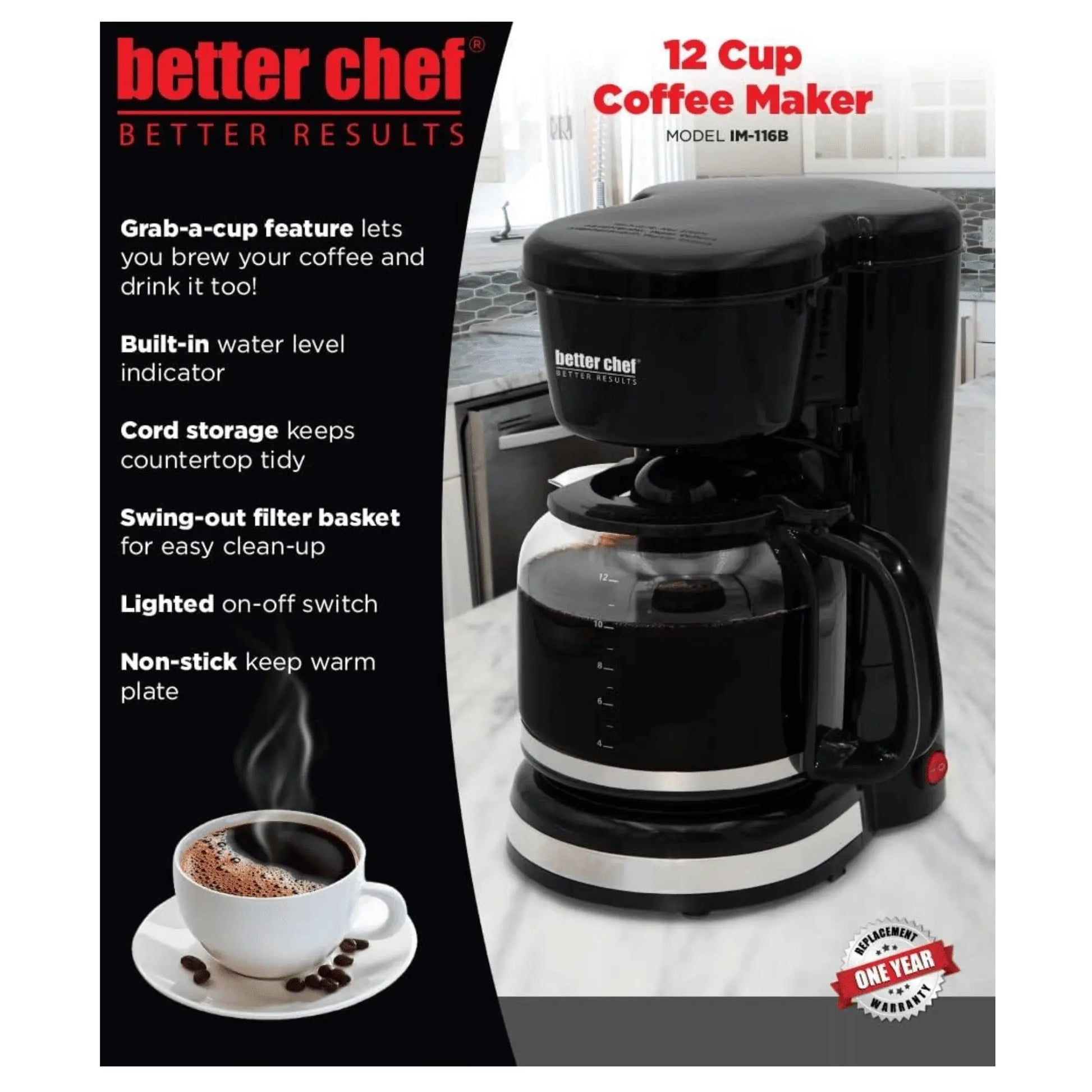 Better Chef 12 Cup Pause 'n Serve Coffee Maker Doba