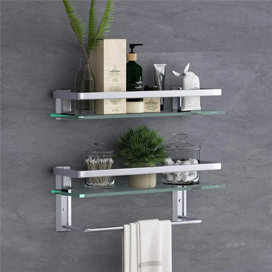 Glass Bathroom Wall Mounted Floating Shelf 15.7in - Gee-Commerce, LLC