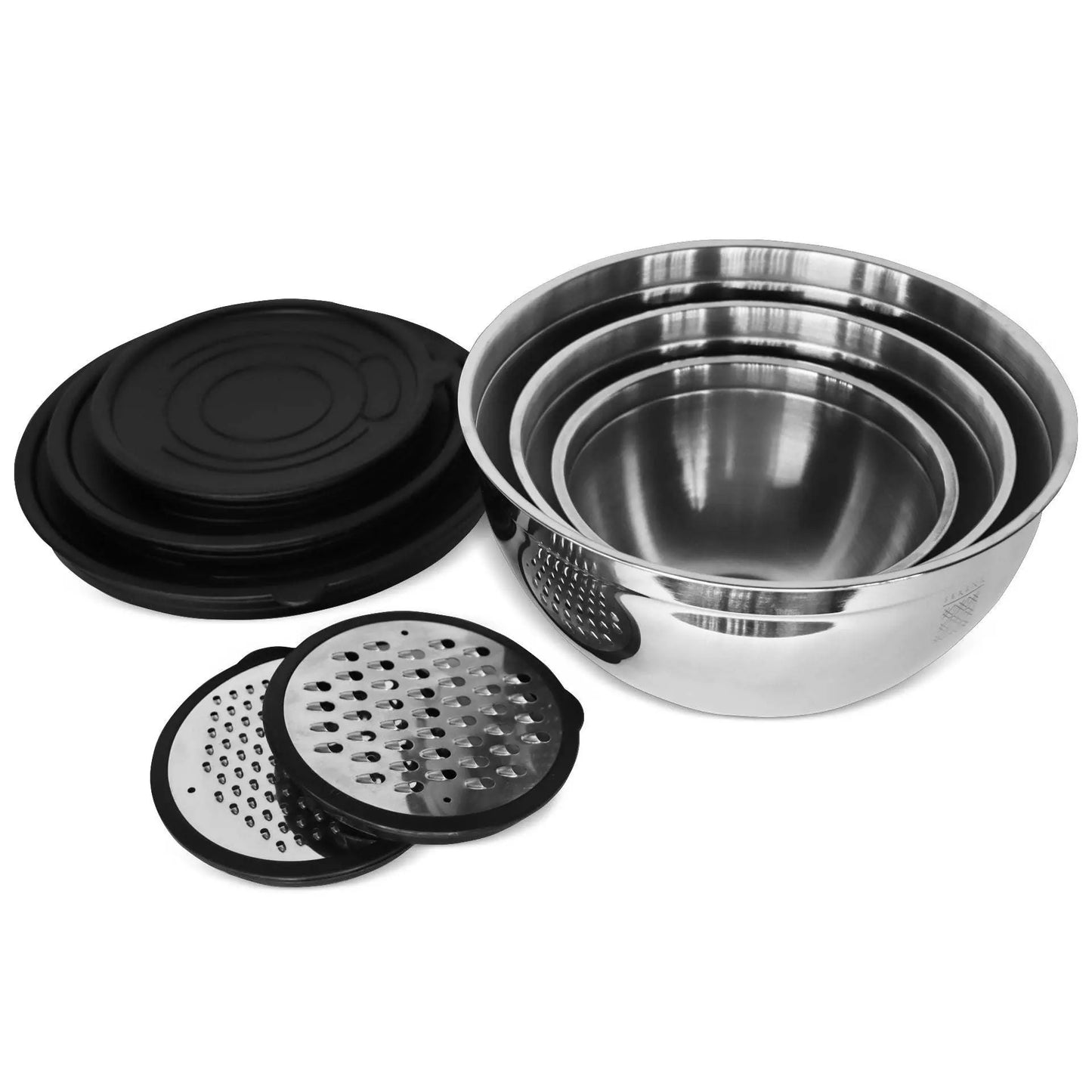 Serenk Modernist 9 Pieces Stainless Steel Mixing and Storage Bowl Set with Grater Doba