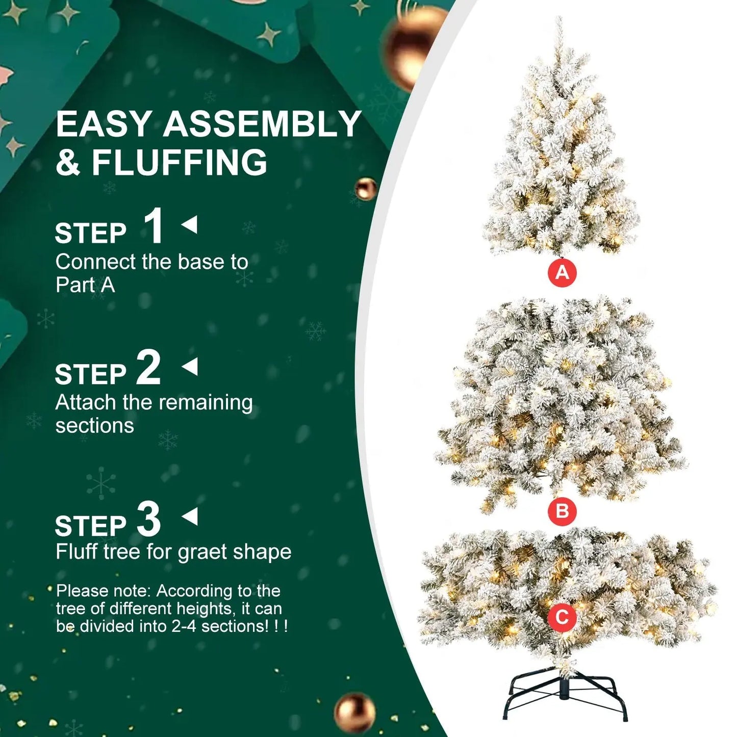 6ft Pre-lit Flocked Artificial Christmas Tree - Gee-Commerce, LLC