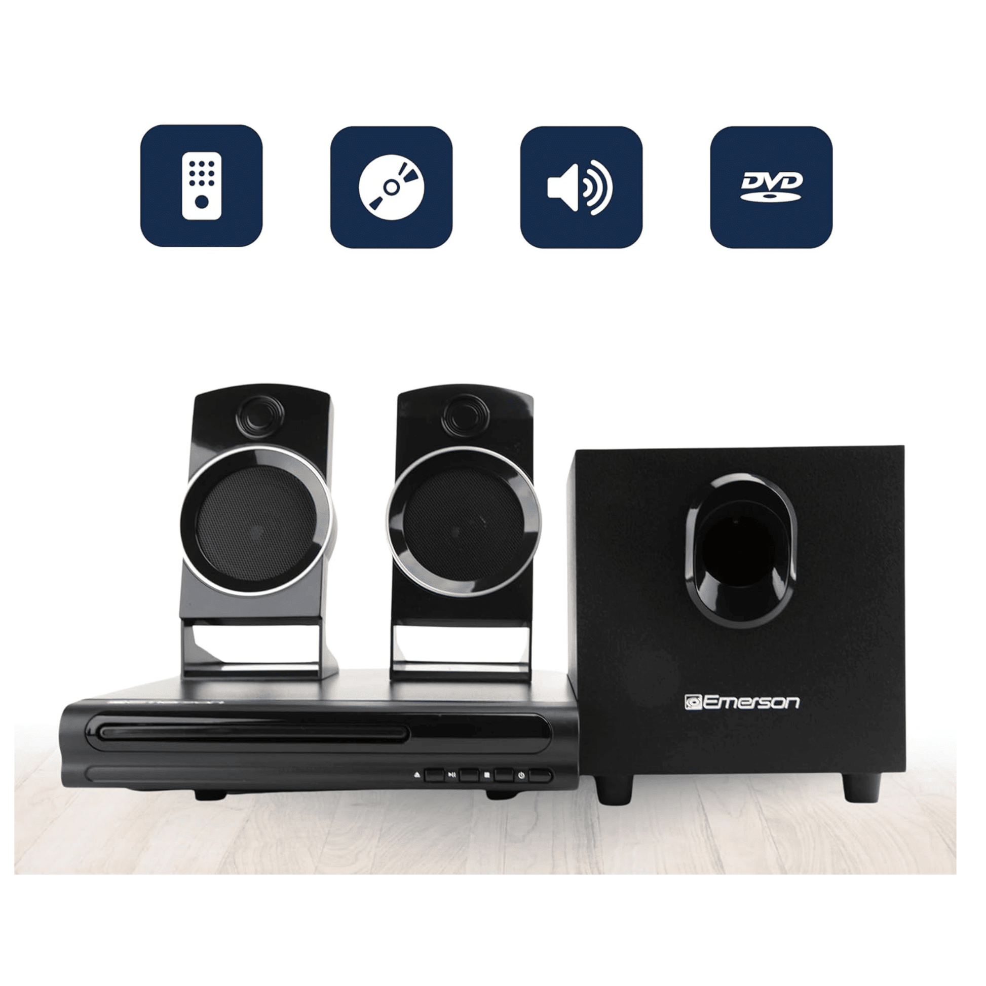 Emerson Speaker Surround Sound System & 2.1 Channel Home Theater DVD Player Doba