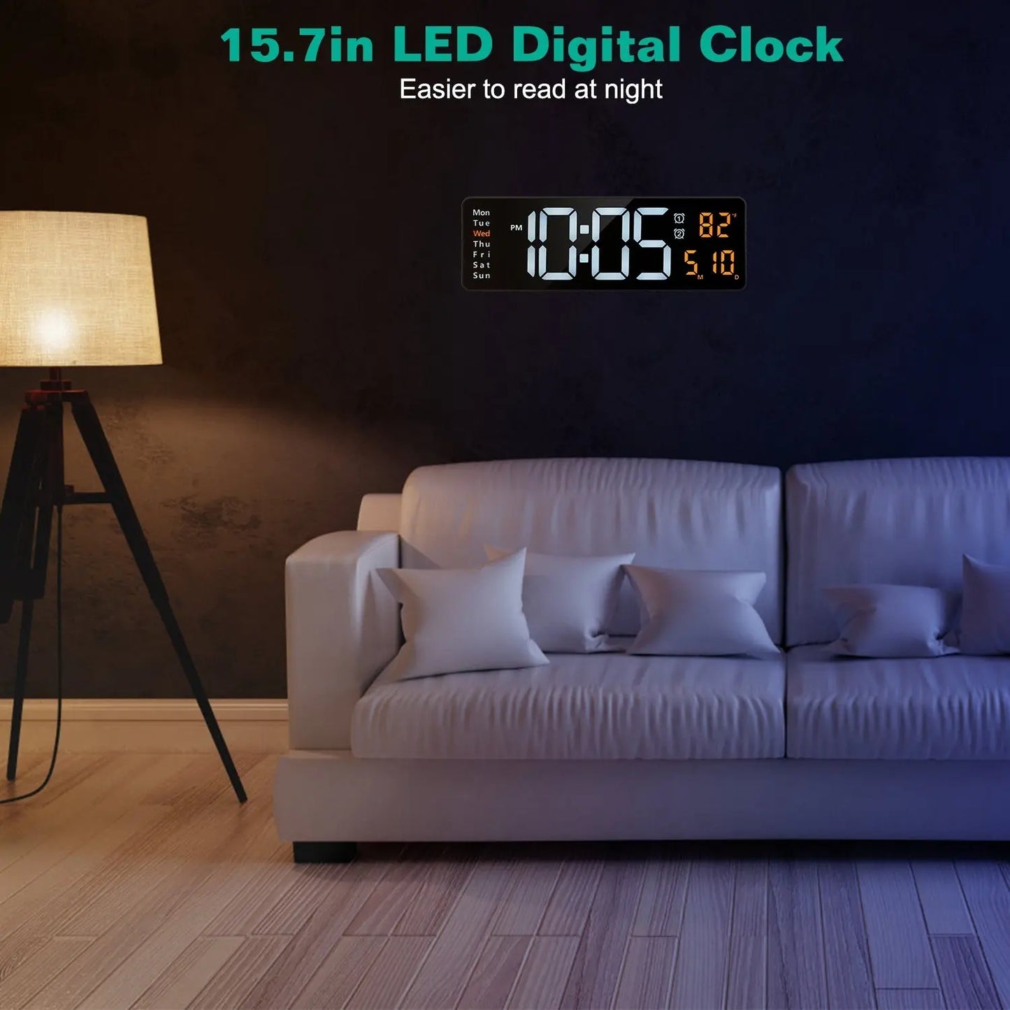 15.7in LED Digital Wall Clock with Remote Control 10 Level Brightness 3 Alarm Settings 12 24Hr Format Timing Countdown Temperature Calendar Display iMounTEK