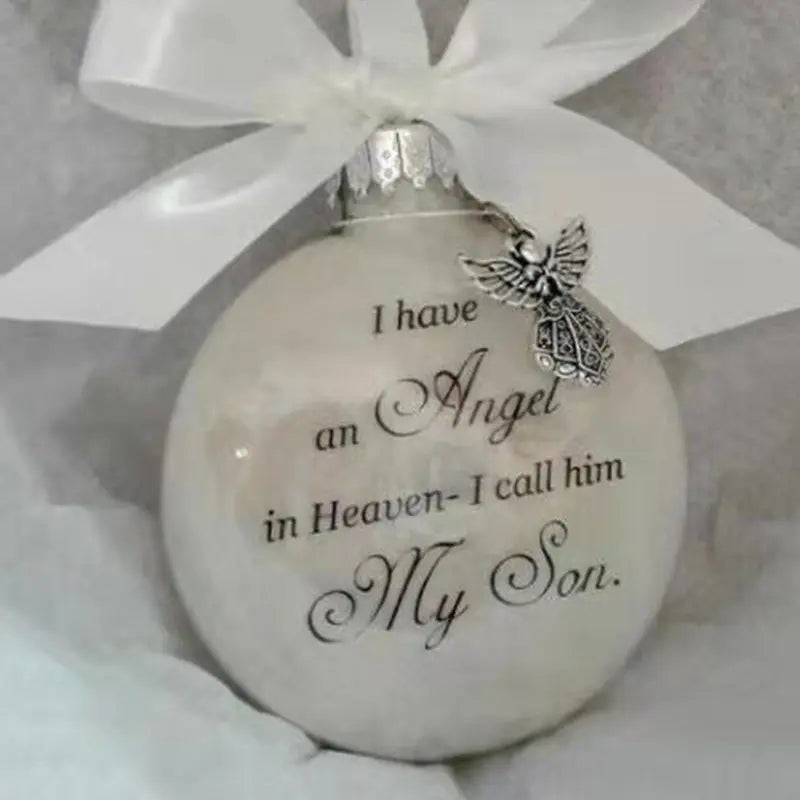 In Heaven Relatives Name Ornament, Keepsake Feather Plastic Ball Christmas Tree Charm Hanging Doba