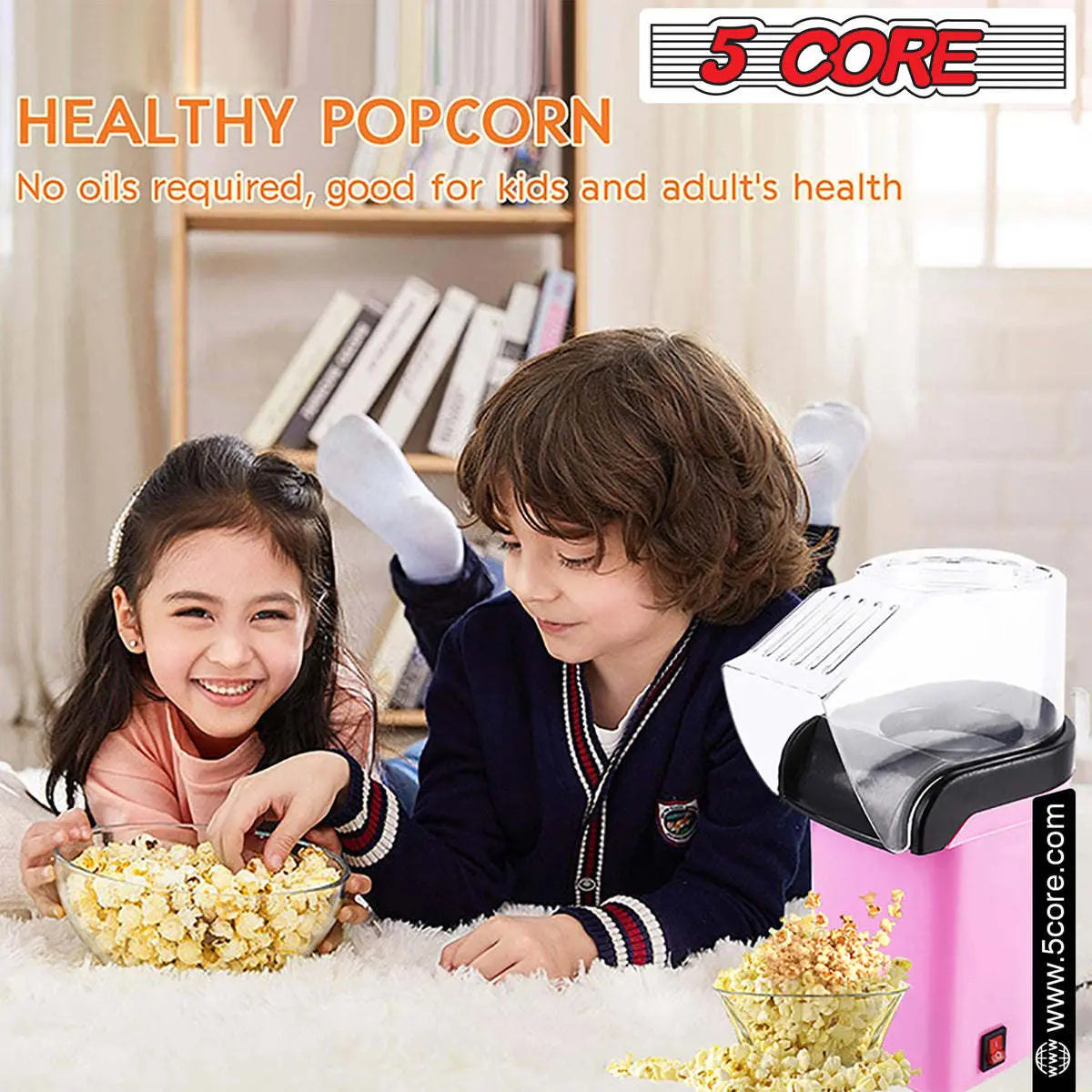 5 Core Popcorn Machine 16 Cup Capacity Hot Air Popper 5 Core