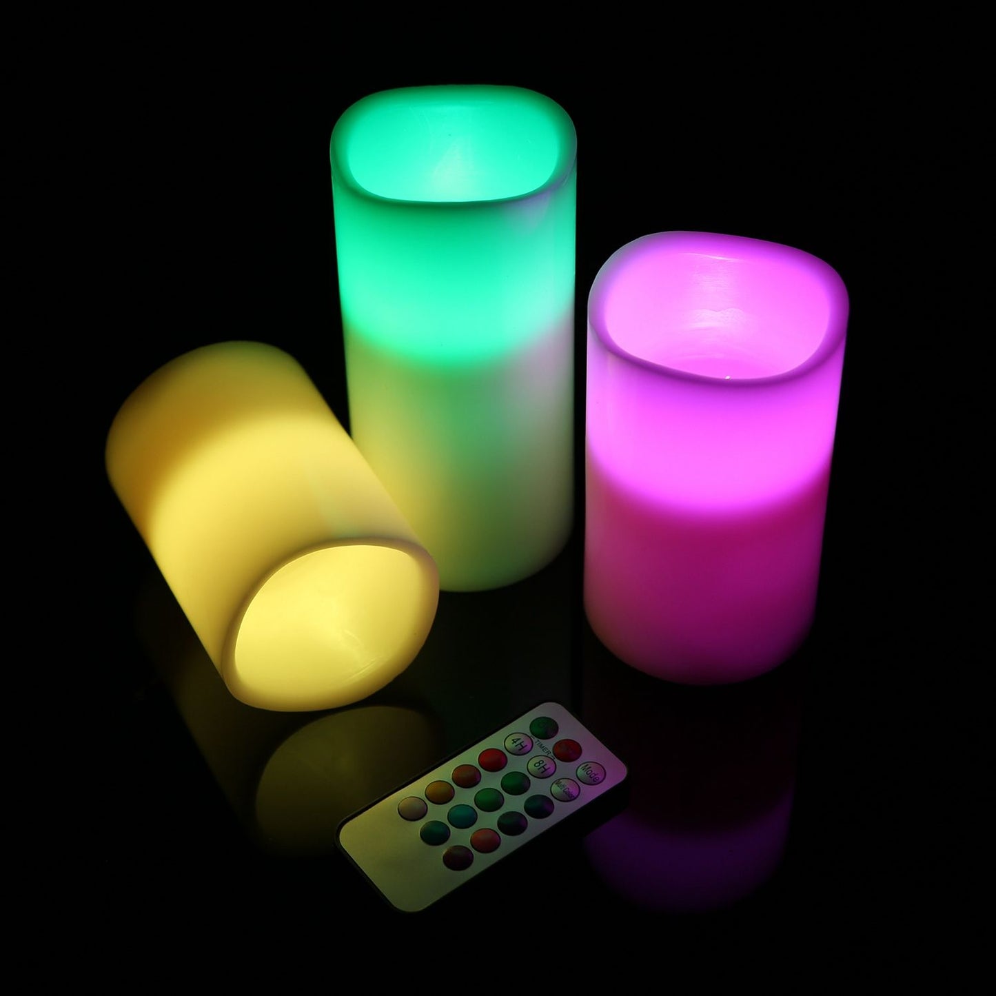 3Pcs Flameless Votive Candles - Wireless Battery Operated LED Flickering w/ Remote Control Timer Doba