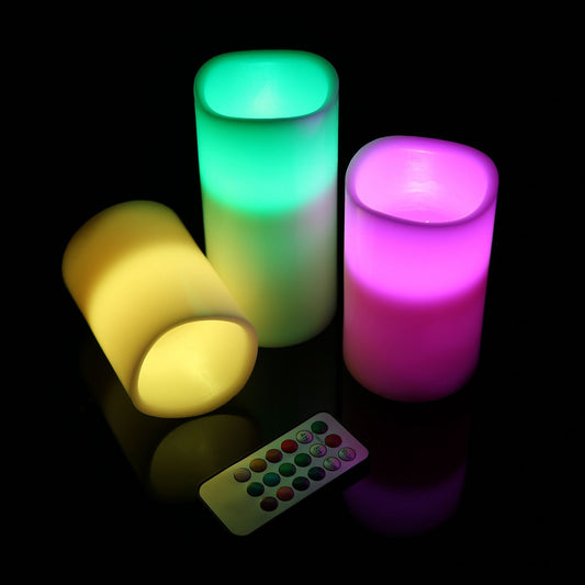 3Pcs Flameless Votive Candles - Wireless Battery Operated LED Flickering w/ Remote Control Timer Doba