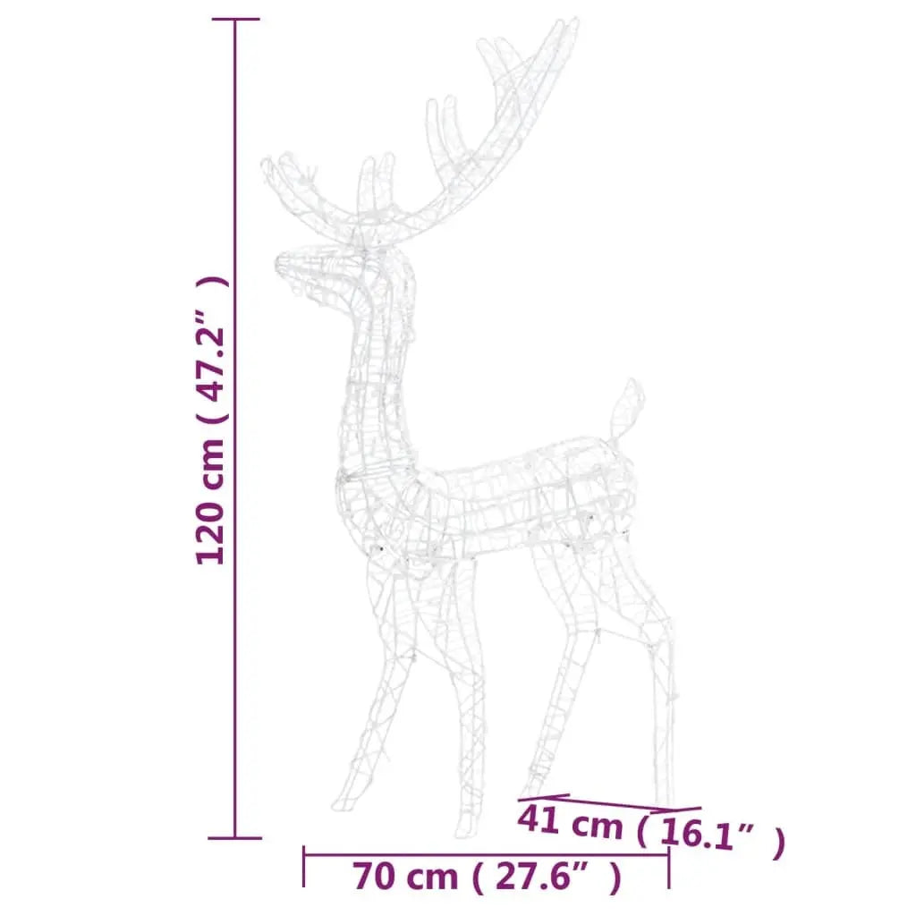 Acrylic Reindeer Christmas Decorations 2 pcs 47.2" Cold White Home Life Boutique