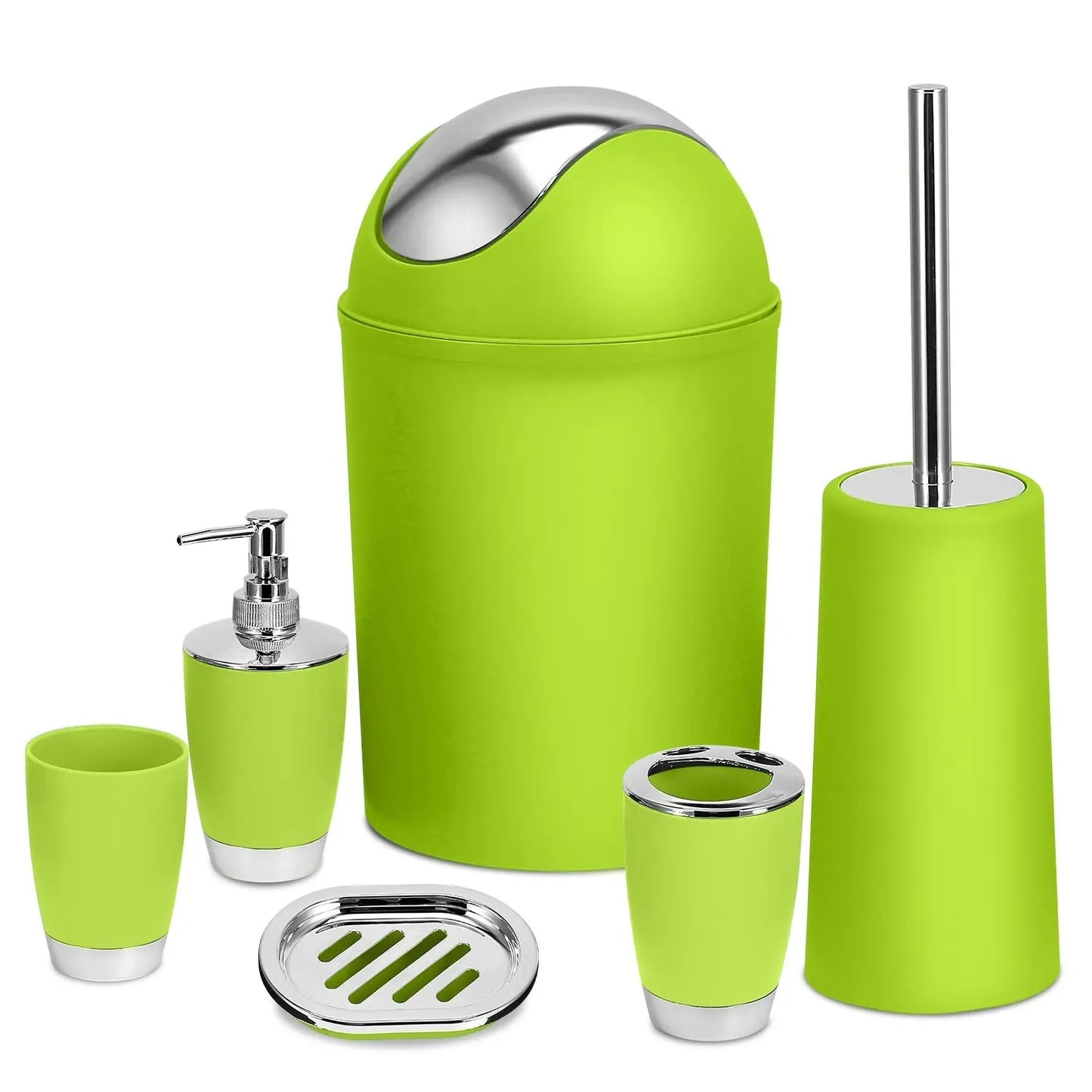 Bathroom Accessories Set 6 Pcs Bathroom Ensemble Complete with Soap Dispenser & Toothbrush Holder Eggracks by Global Phoenix