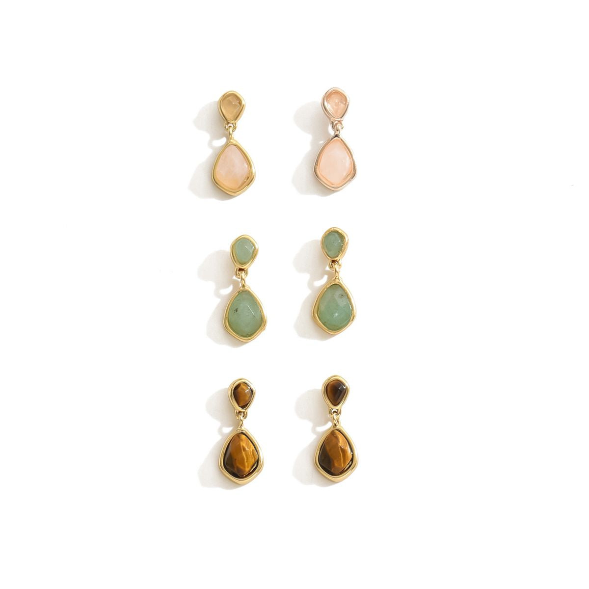 Natural Stone Drop  Earrings Set - 3 Pairs Doba