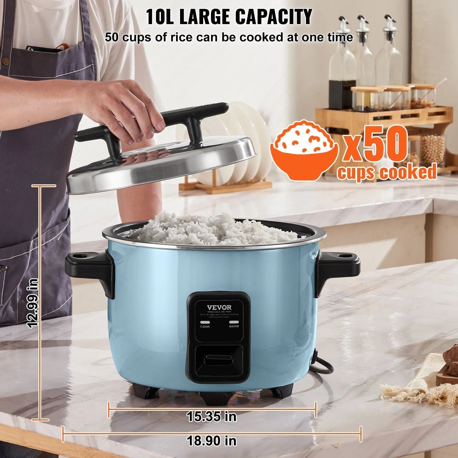 Rice Cooker 50-Cup Non-Stick Pot Doba