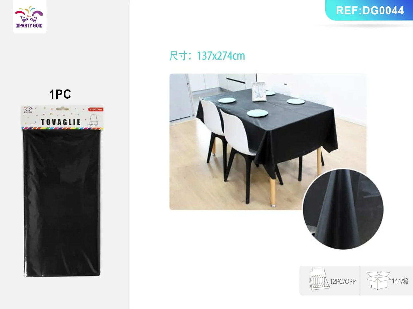 12 Pack Tablecloth Plastic - Rectangle Doba