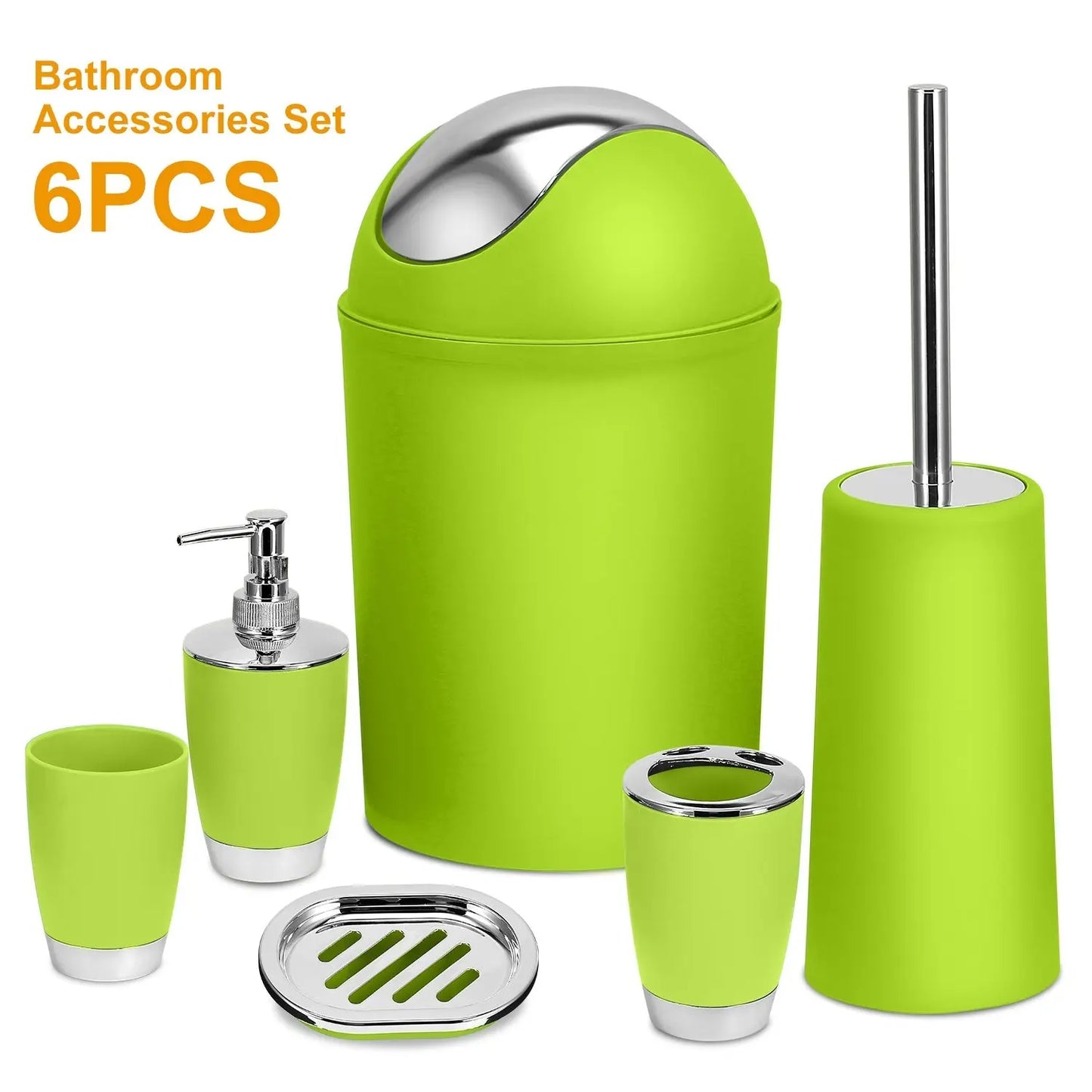 Bathroom Accessories Set 6 Pcs Bathroom Ensemble Complete with Soap Dispenser & Toothbrush Holder Eggracks by Global Phoenix