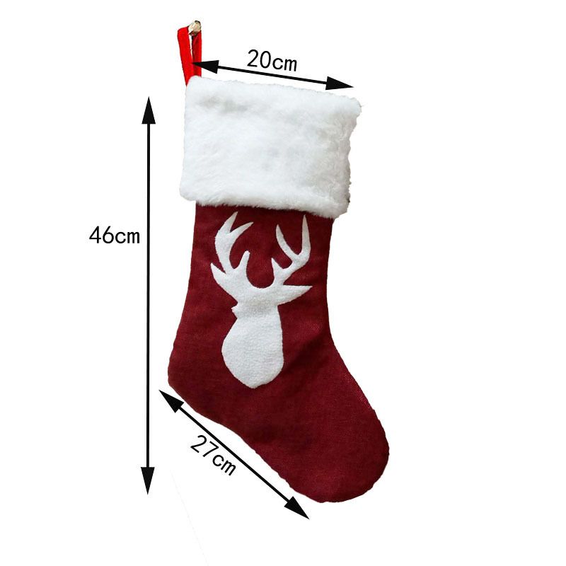 Christmas Decorative Pendant; Large Deer Pattern Christmas Decorative Stocking Gift Bag Doba