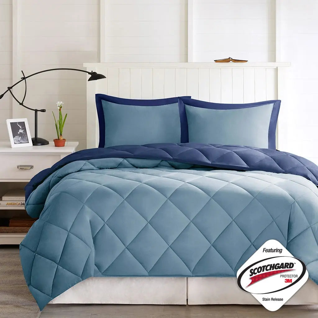 3M Scotchgard Diamond Quilting Reversible Down Alternative Comforter Set - Gee-Commerce, LLC