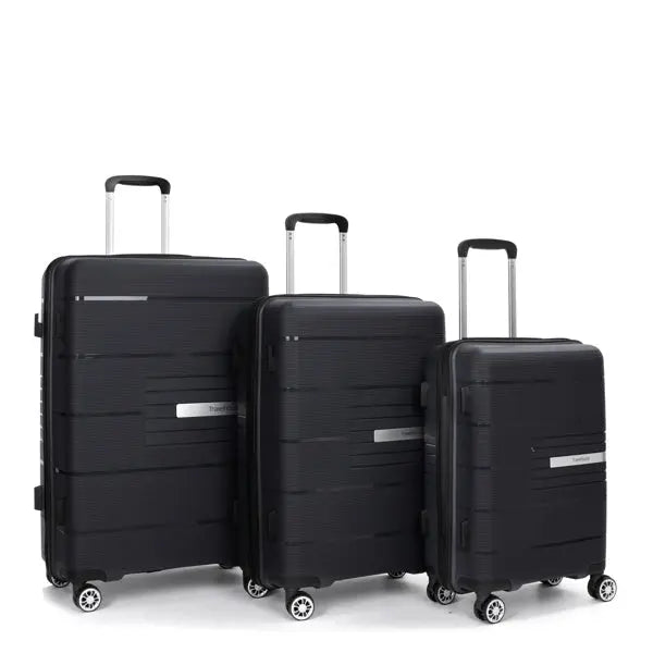 Hardshell Suitcase Double Spinner Wheels PP Luggage Sets Lightweight Durable Suitcase with TSA Lock,3-Piece Set (20/24/28) , Black inQ Boutique