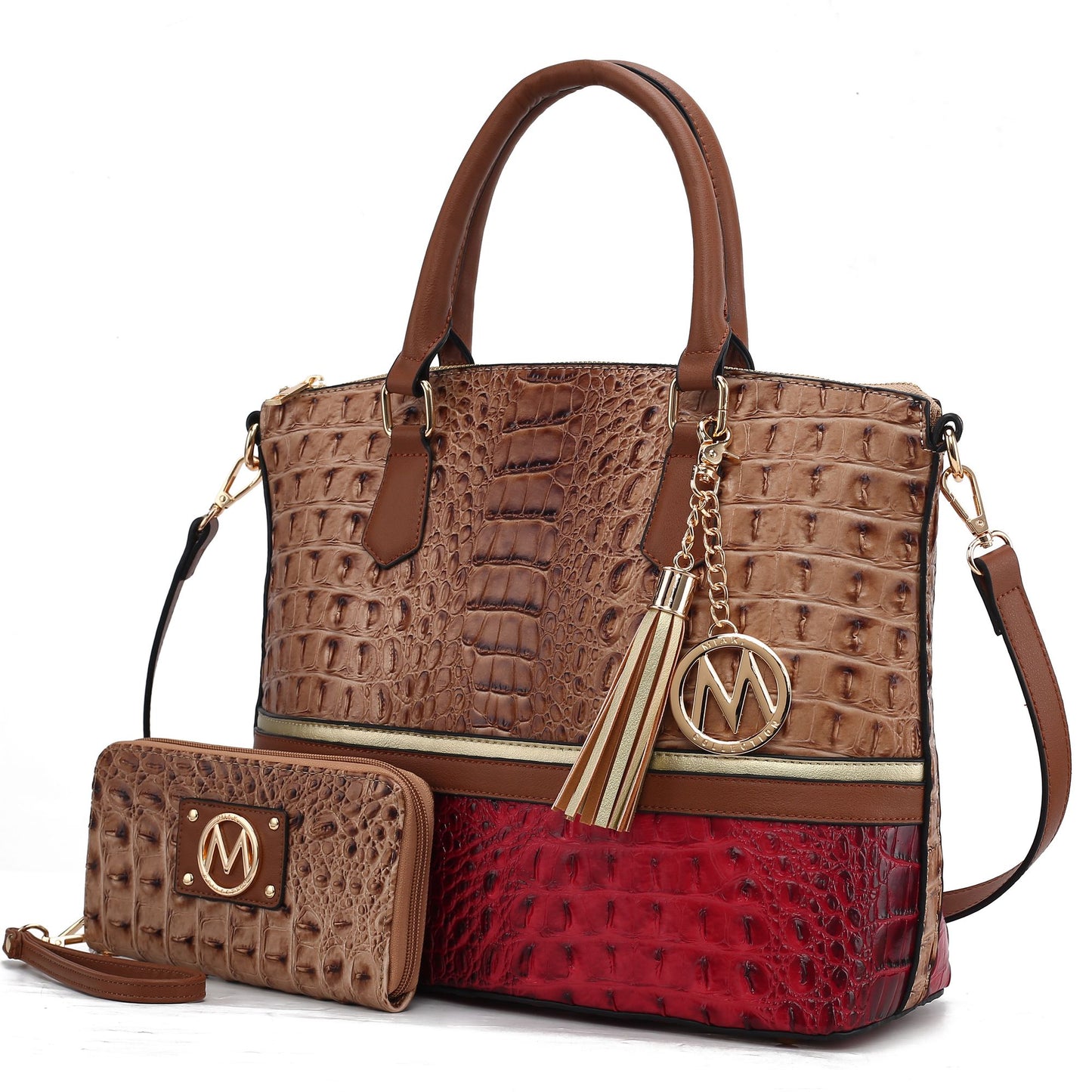 MKF Collection Autumn Crocodile Skin Tote Handbag with Wallet by Mia k Doba