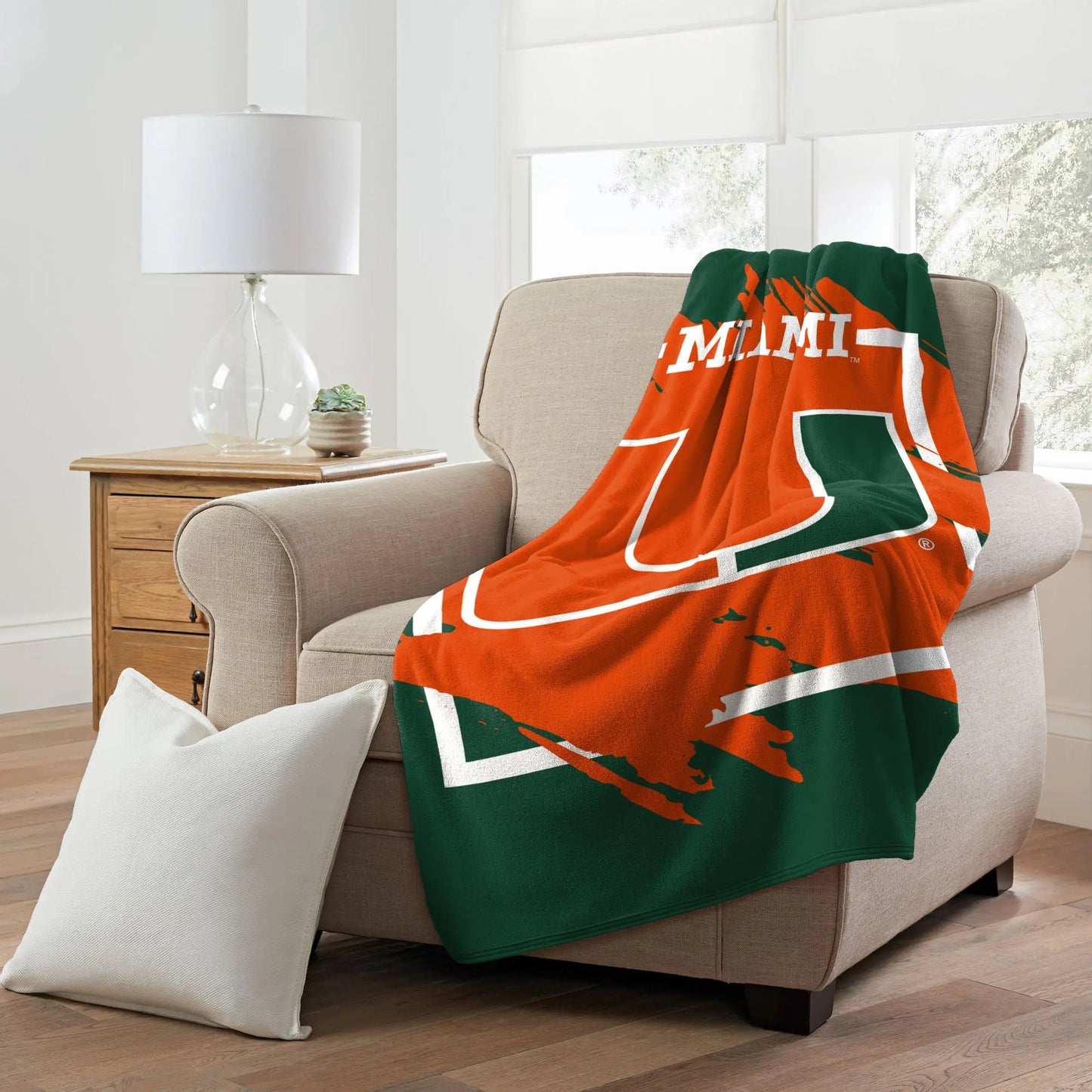 MIAMI OFFICIAL NCAA "Halftone" Micro Raschel Throw Blanket; 46" x 60" The Northwest Company