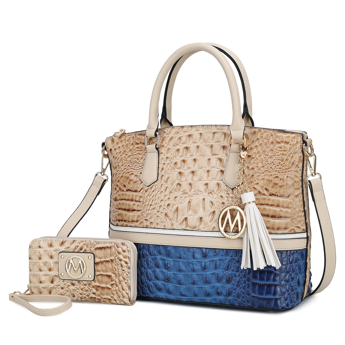 MKF Collection Autumn Crocodile Skin Tote Handbag with Wallet by Mia k Doba