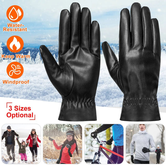 Unisex Leather Winter Warm Gloves Outdoor Windproof Soft Gloves Cycling Skiing Running Cold Winter Gloves Doba