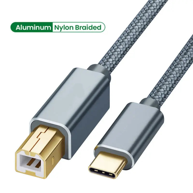 USB C to USB B 2.0 Printer Cable Braided Printer Doba