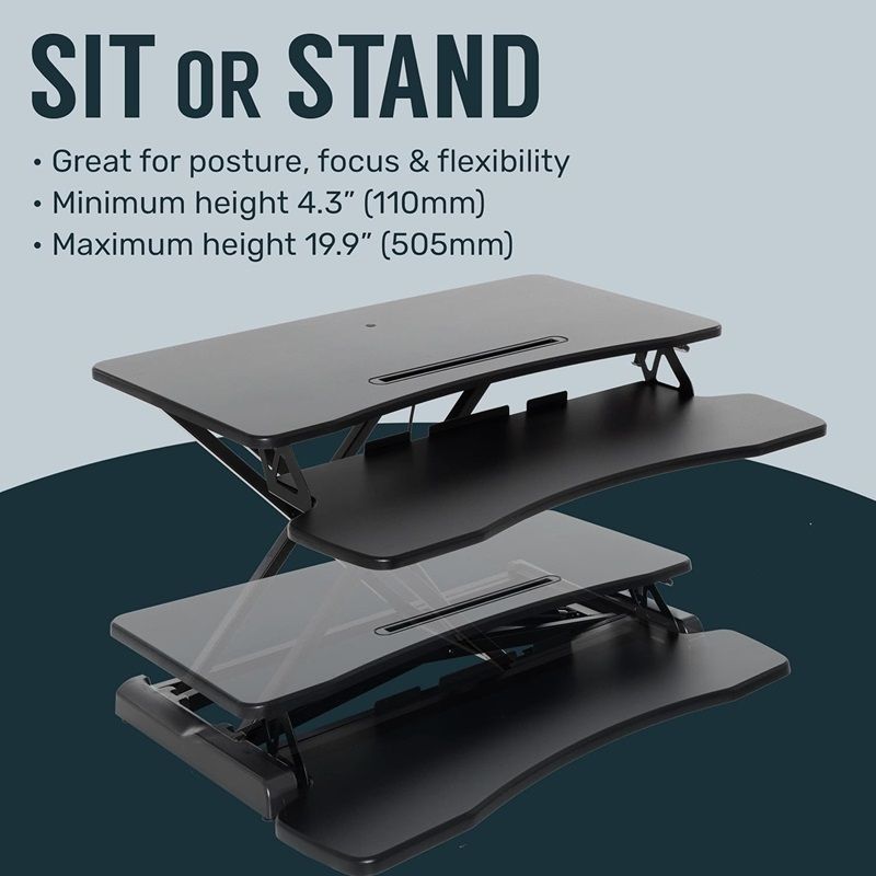 32 Inch Desk Converter, Height Adjustable Sit to Stand Riser, Dual Monitor and Laptop Workstation with Wide Keyboard Tray Doba