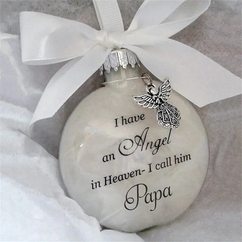 In Heaven Relatives Name Ornament, Keepsake Feather Plastic Ball Christmas Tree Charm Hanging Doba