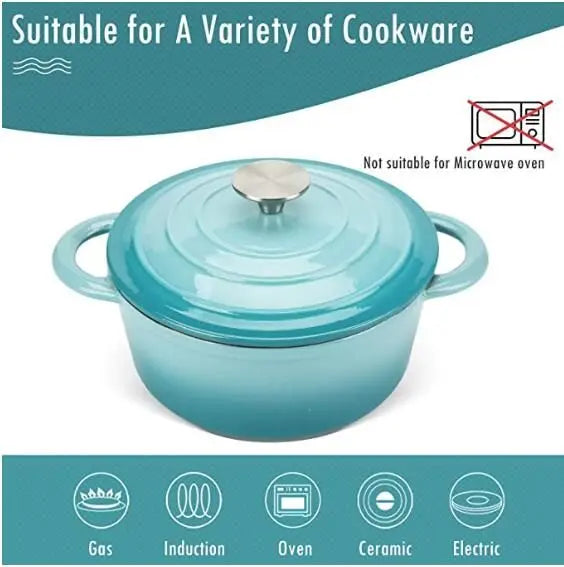 COOKWIN Enameled Cast Iron Dutch Oven with Self Basting Lid;  Enamel Coated Cookware Pot 3QT - Gee-Commerce, LLC