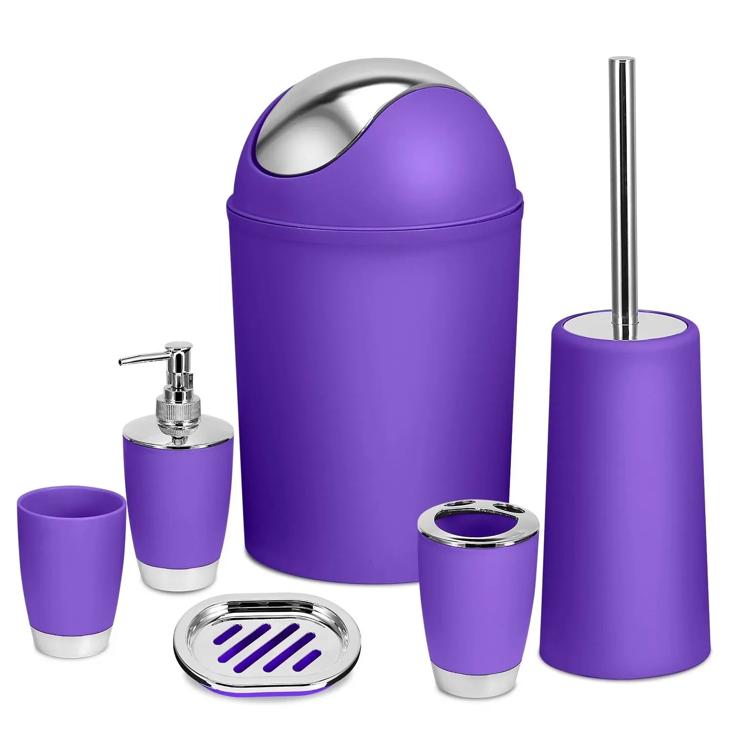 Bathroom Accessories Set 6 Pcs Bathroom Ensemble Complete with Soap Dispenser & Toothbrush Holder Eggracks by Global Phoenix