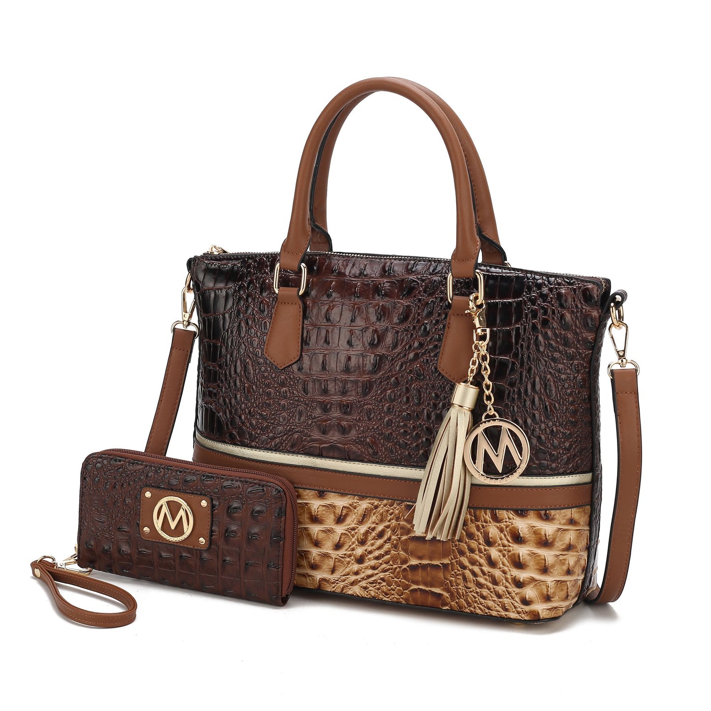 MKF Collection Autumn Crocodile Skin Tote Handbag with Wallet by Mia k Doba