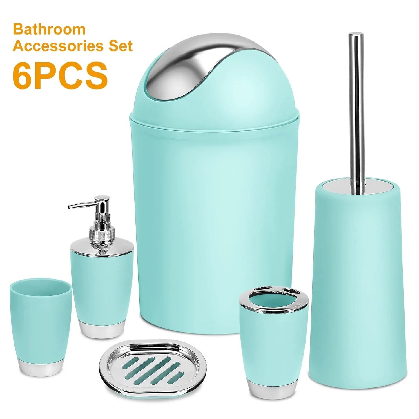 Bathroom Accessories Set 6 Pcs Bathroom Ensemble Complete with Soap Dispenser & Toothbrush Holder Eggracks by Global Phoenix