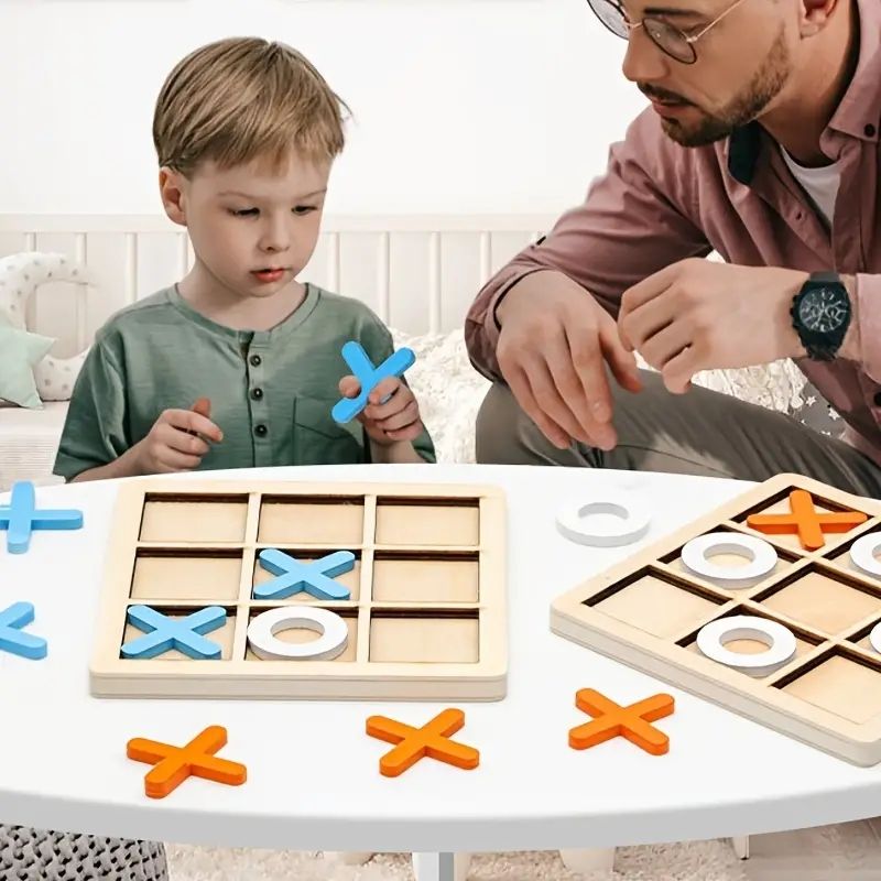 1 Pcs XO Tic Tac Toe Wooden Game Toy Educational, Entertainment, Leisure, Board Game, Building Block Toys 5.5" *5.5 " Doba