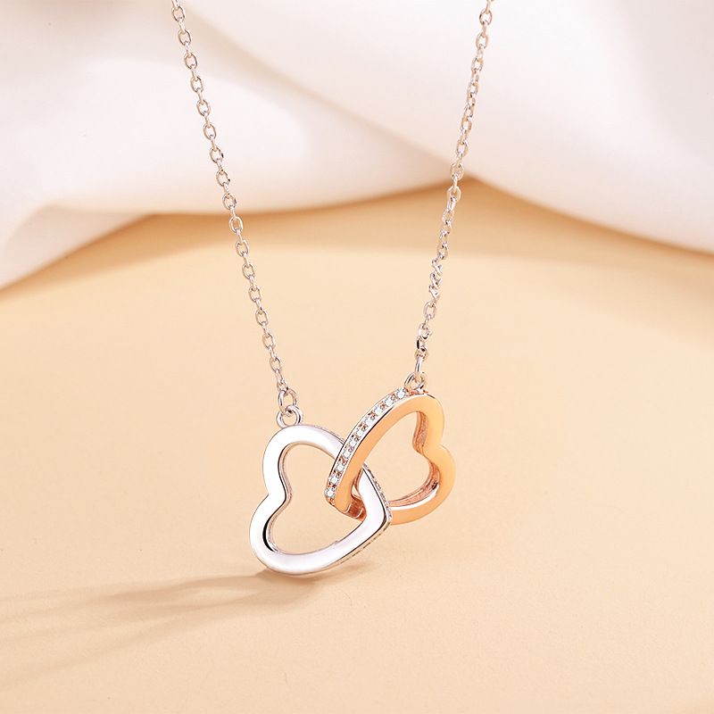 Silver Heart Two Color Necklace Double Mood Valentine's Day Gift - Gee-Commerce, LLC