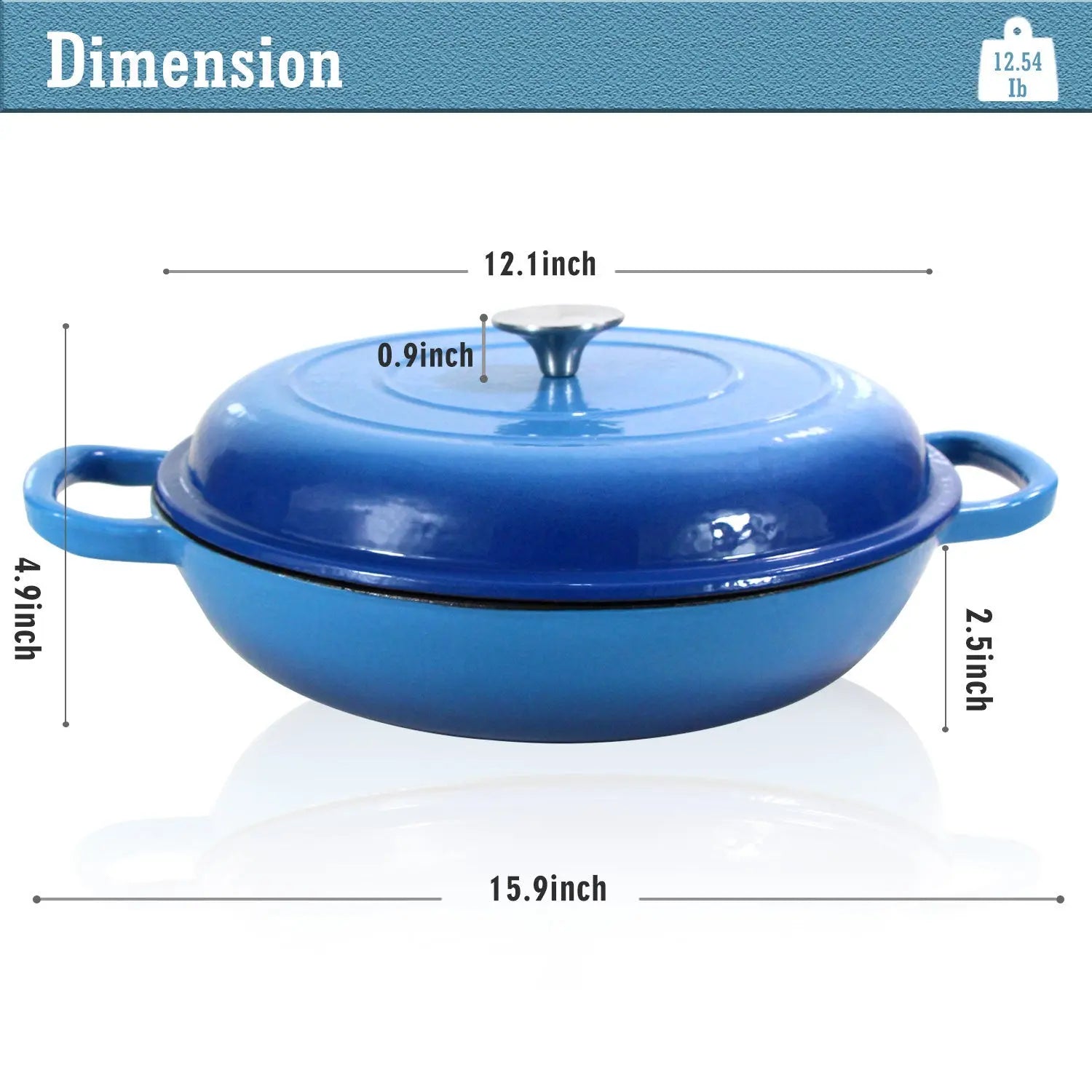 COOKWIN Cast Iron Casserole Brasier; 3.8 Quart COOKWIN