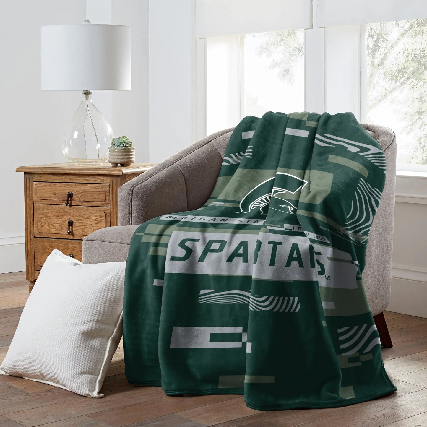 MICHIGAN STATE OFFICIAL NCAA "Digitize" Raschel Throw Blanket; 60" x 80" The Northwest Company