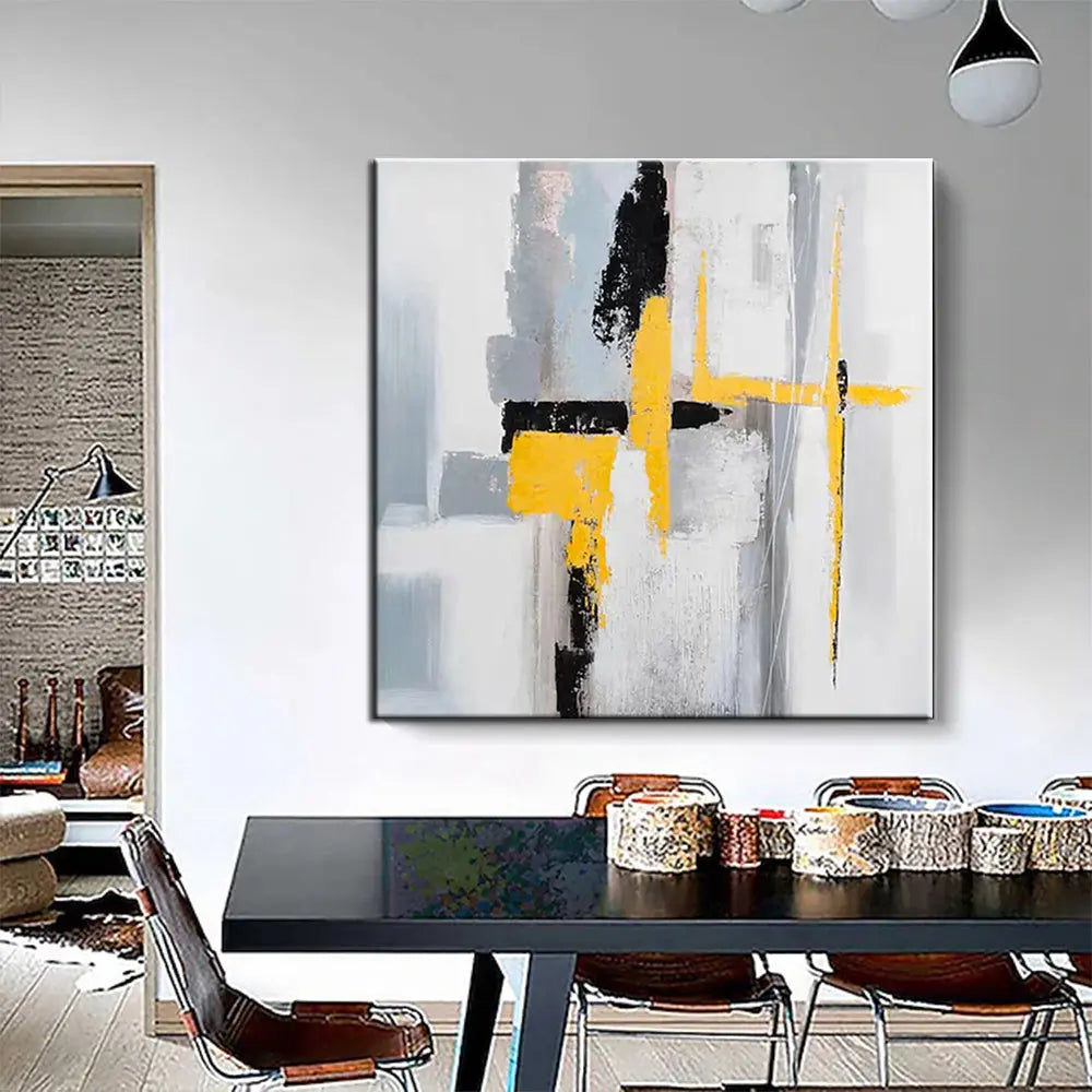 Hand Painted Single Piece Oil Paintings Black and white gold Modern Abstract Doba