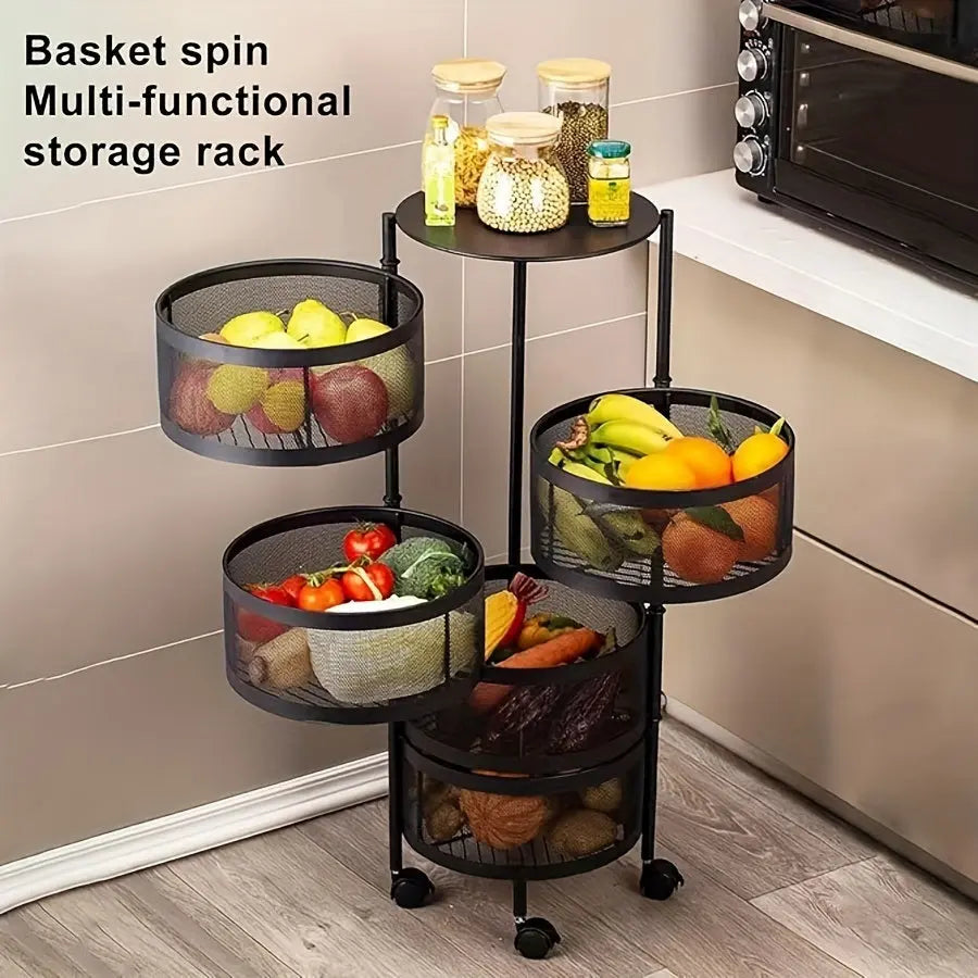 1pc Rotatable Multi-Layer Round Storage Rack Leo home