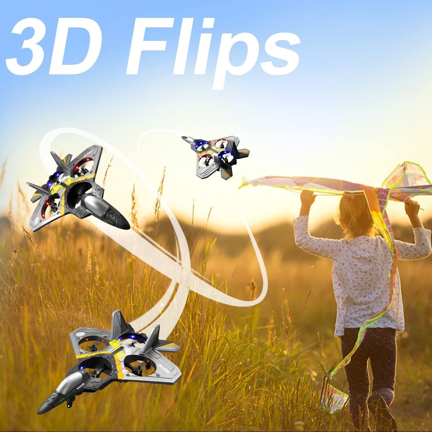 4DRC V17 Remote Control Plane RC Airplanes 2.4GHz 6CH EPP RC Plane 4 Motor RC Aircraft Toys for Adult Kids with Function Gravity Sensing Stunt Roll Cool Light RC Planes Airplanes Doba