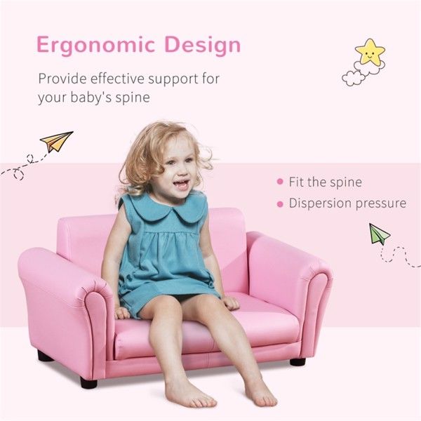 Kids Sofa Set with Footstool-Pink Doba