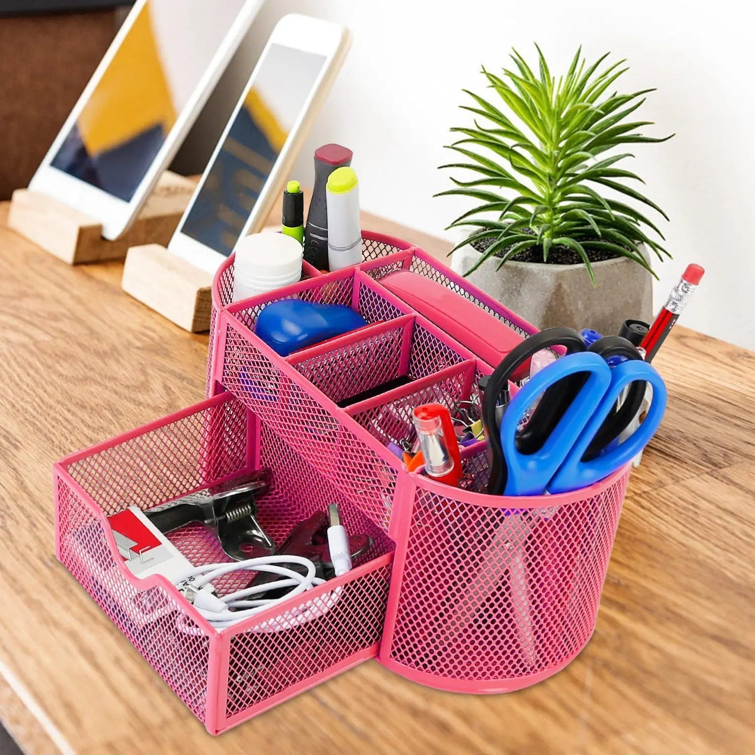 Metal Mesh Pencil Holders Desk Organizer with 9 Compartment - Gee-Commerce, LLC