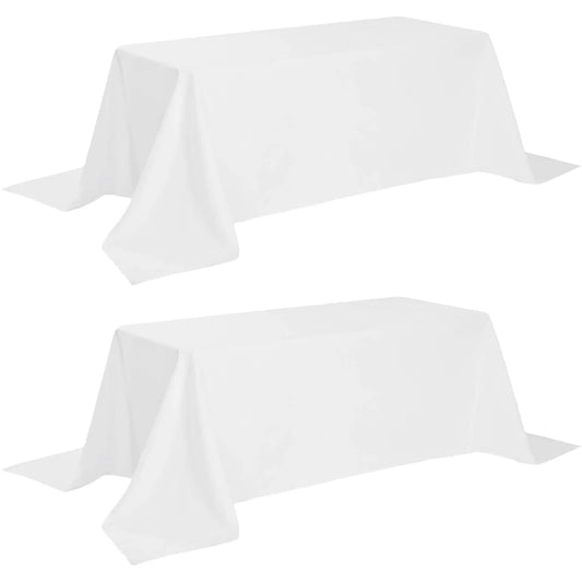 2 Pack Classic White Tablecloth 90x156 inch for 8 Foot Rectangle Tables White Classic