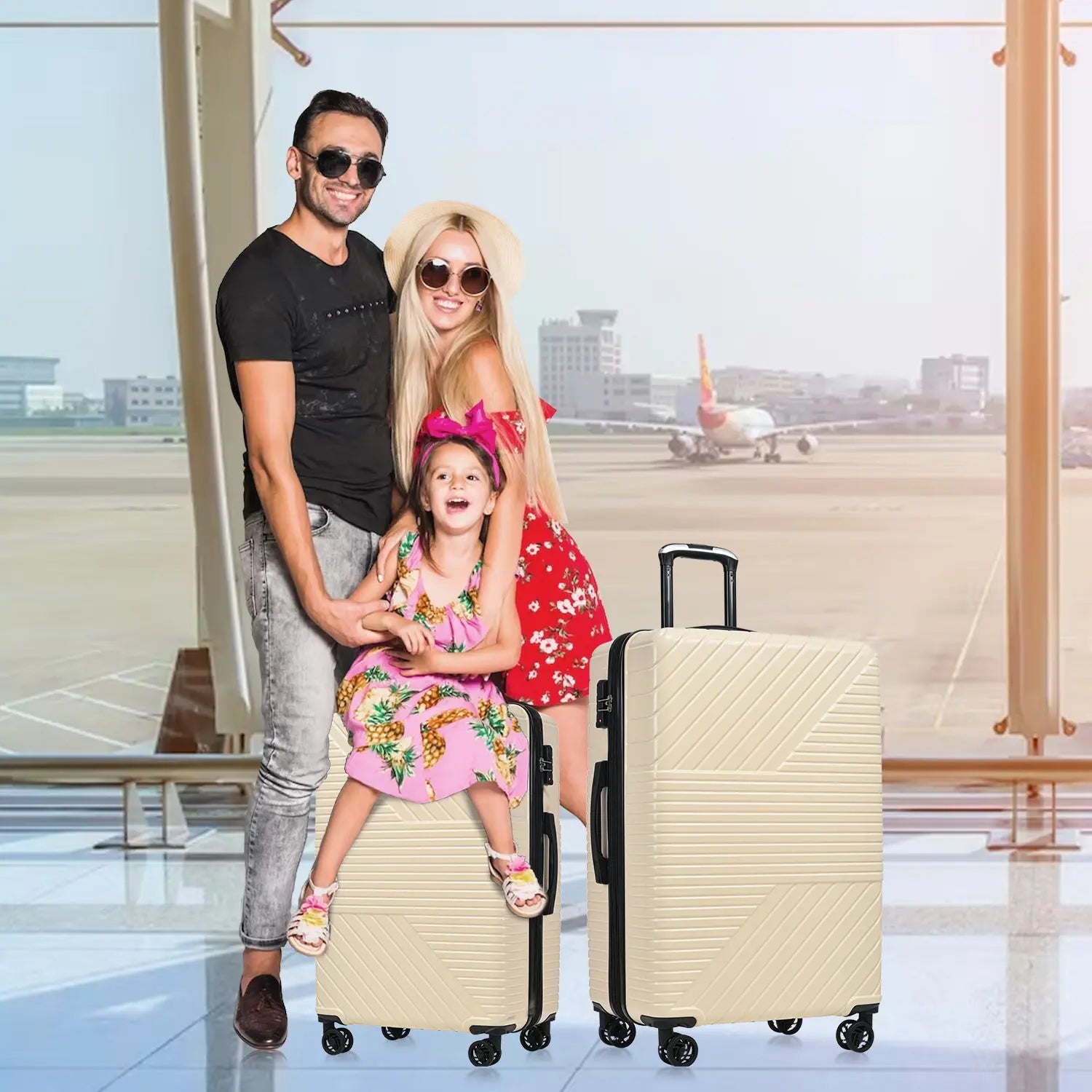 Hardshell Luggage Sets 3 Piece double spinner 8 wheels Suitcase with TSA Lock Lightweight 20''24''28'' inQ Boutique