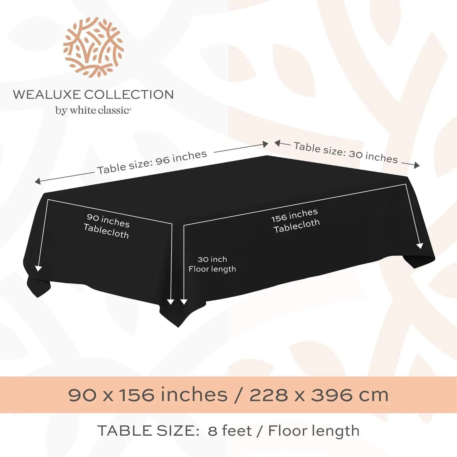 Classic Black Tablecloth 90x156 inch Table Clothes for 8 Foot Rectangle Tables Doba